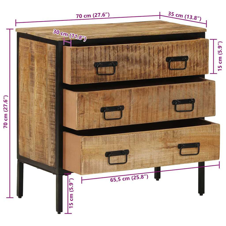 skænke 2 stk. 70x35x70 cm massivt ru mangotræ