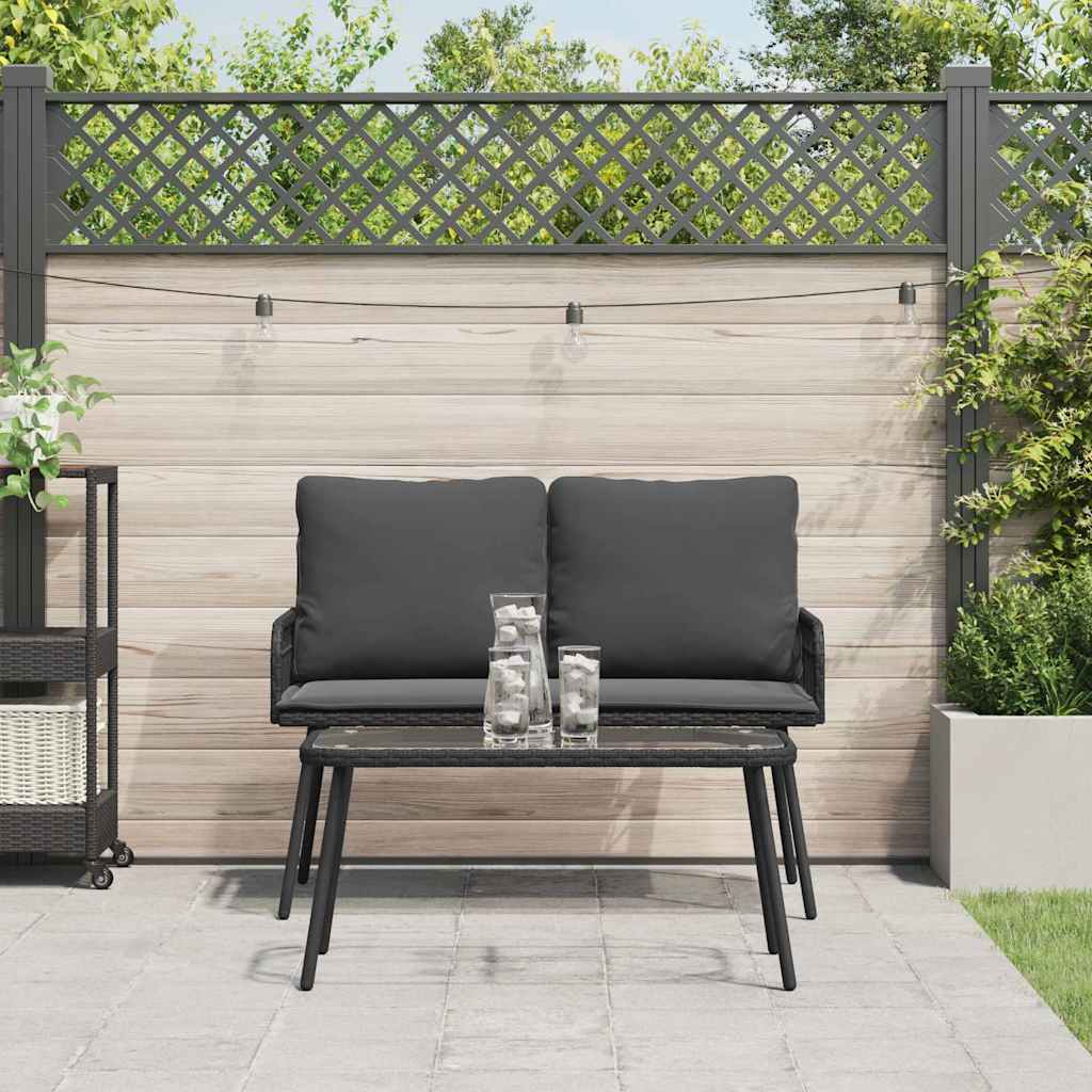 Have Spisebordssæt 2 pcs Sort polyrattan