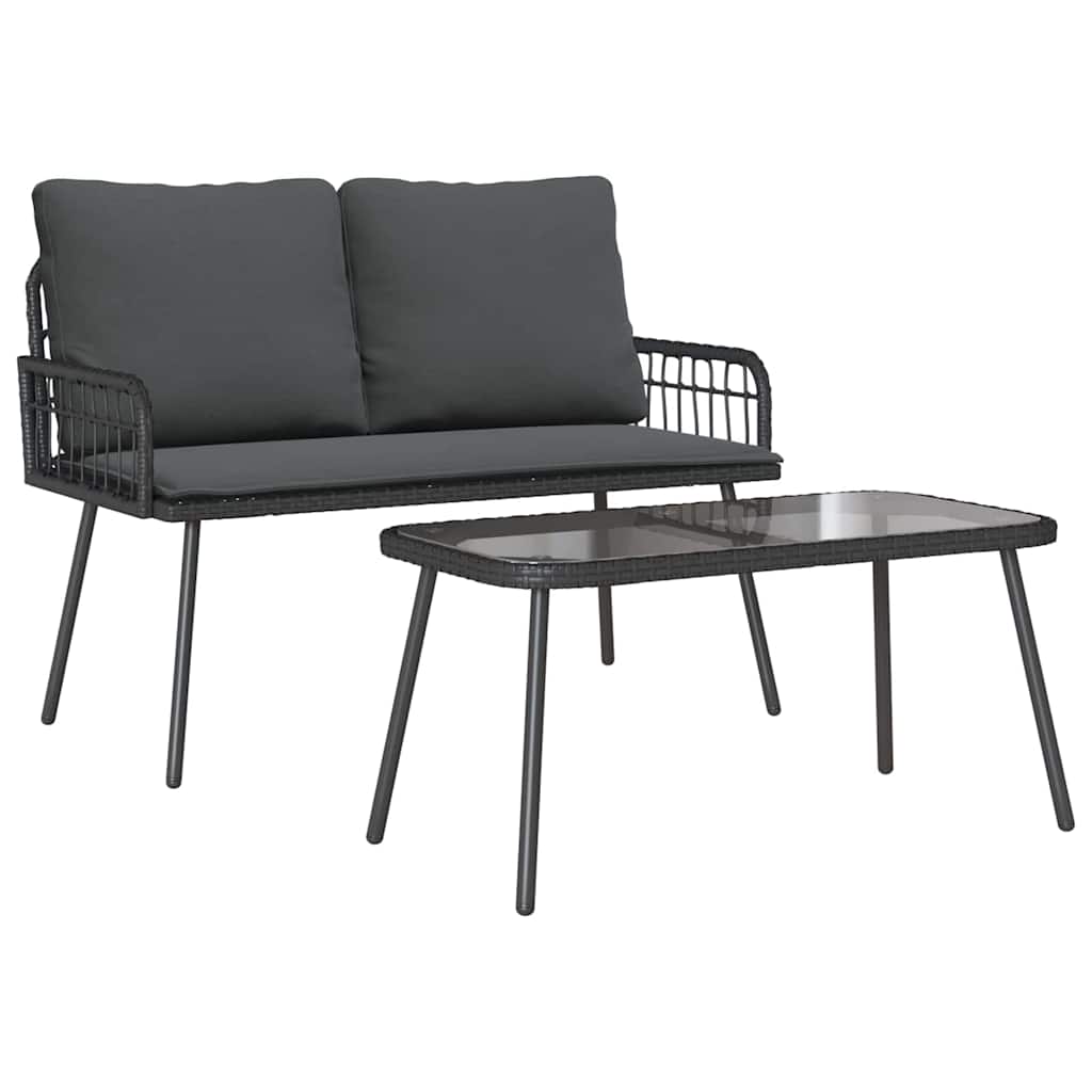 Have Spisebordssæt 2 pcs Sort polyrattan