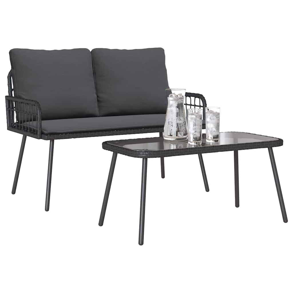 Have Spisebordssæt 2 pcs Sort polyrattan
