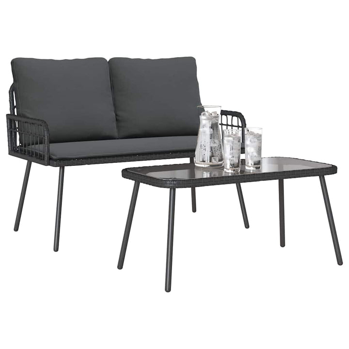 Have Spisebordssæt 2 pcs Sort polyrattan