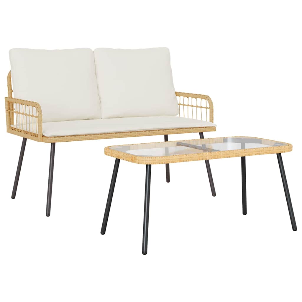 Have Spisebordssæt 2 pcs Naturfarvet polyrattan