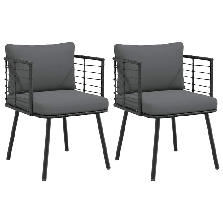 havestole 2 stk. med hynder polyrattan sort