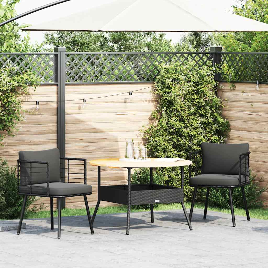 havestole 2 stk. med hynder polyrattan sort