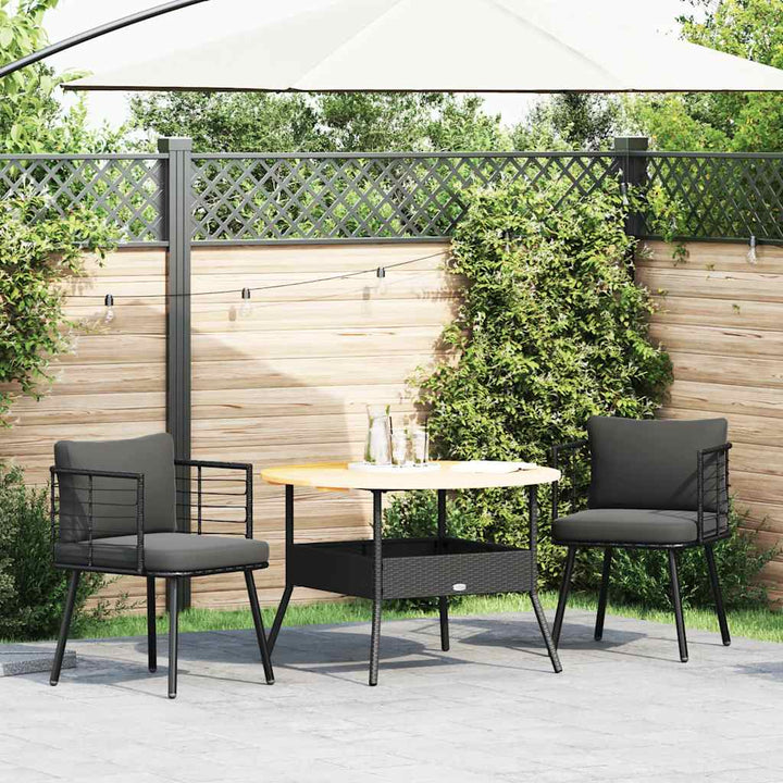 havestole 2 stk. med hynder polyrattan sort