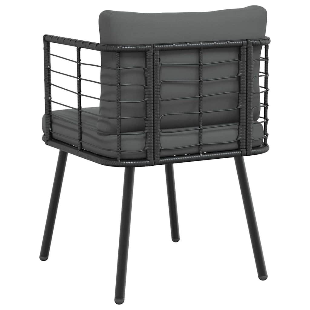 havestole 2 stk. med hynder polyrattan sort