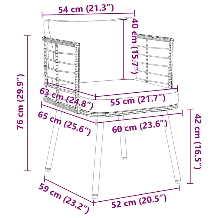 havestole 2 stk. med hynder polyrattan sort