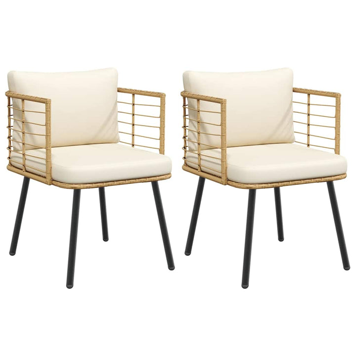 havestole 2 stk. med hynder polyrattan naturfarvet