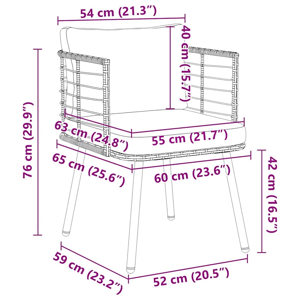 havestole 2 stk. med hynder polyrattan naturfarvet