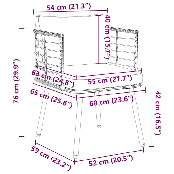 havestole 2 stk. med hynder polyrattan naturfarvet
