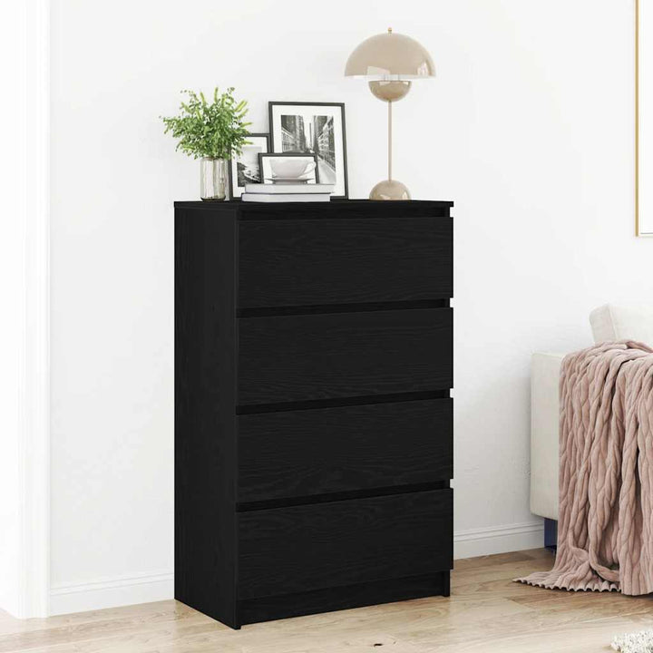 skænk 60x35x98,5 cm konstrueret træ sort egetræsfarve