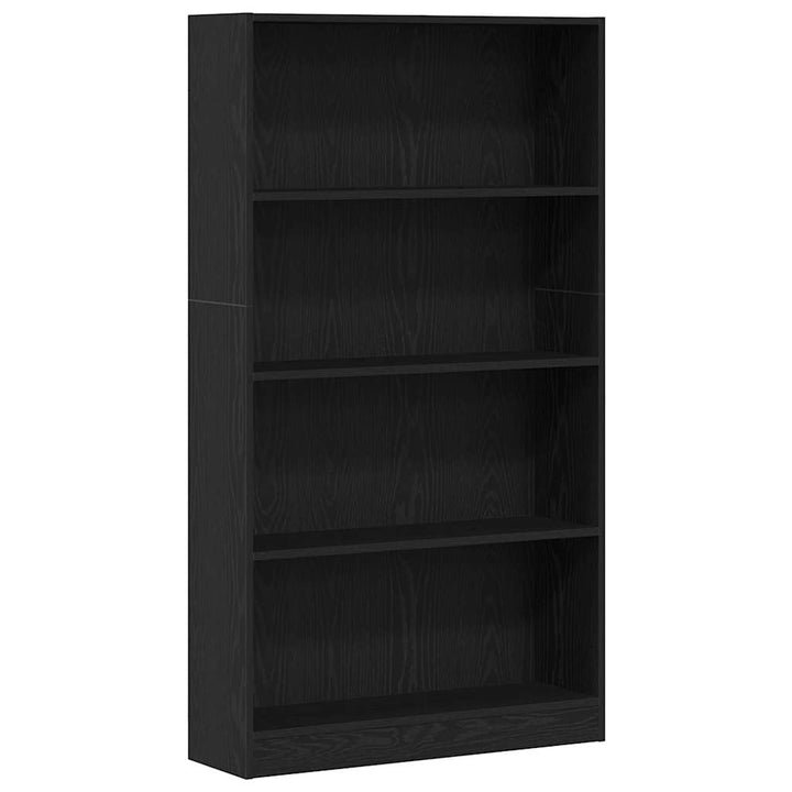 bogreol 4 hylder 80x24x143 cm konstrueret træ sort egetræsfarve