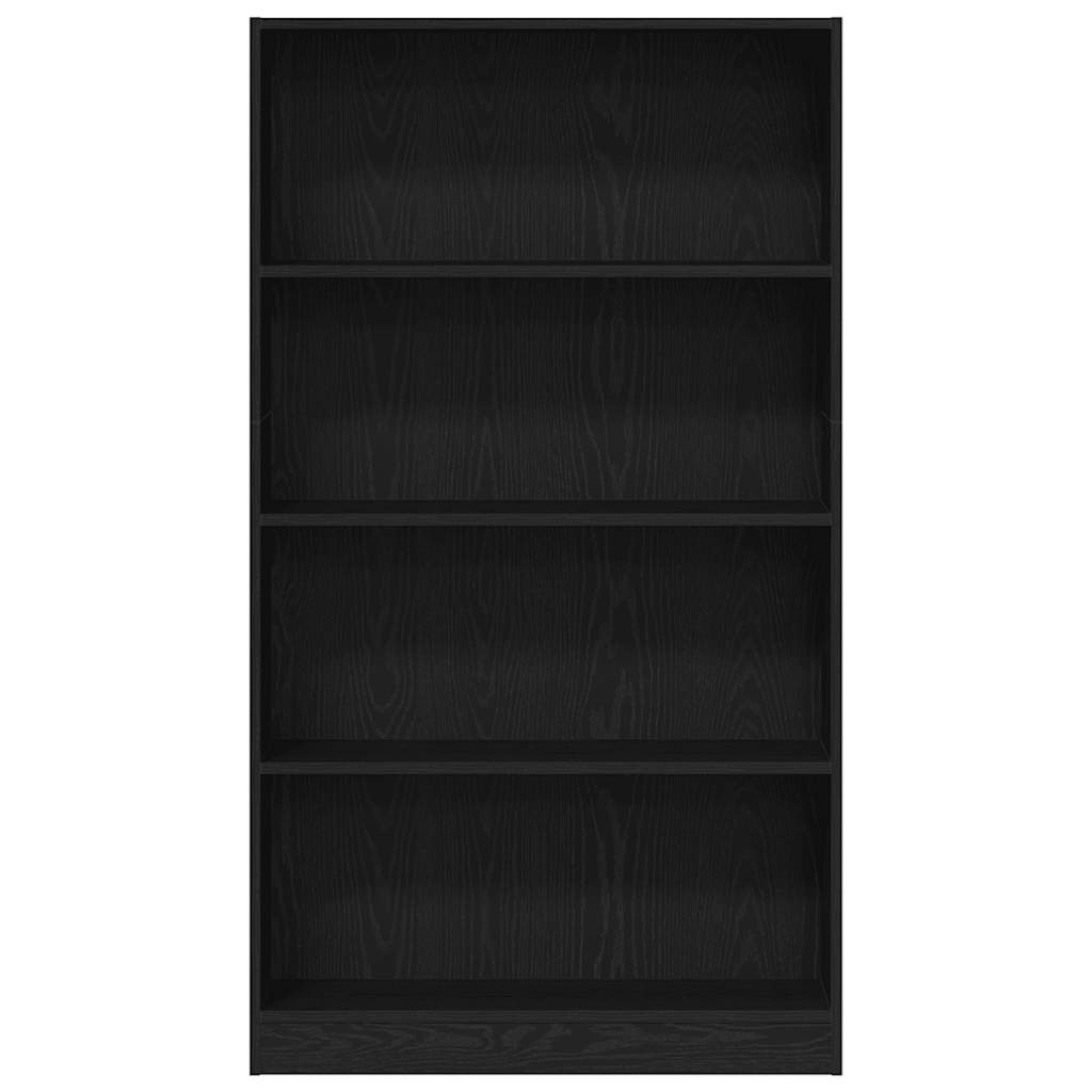 bogreol 4 hylder 80x24x143 cm konstrueret træ sort egetræsfarve