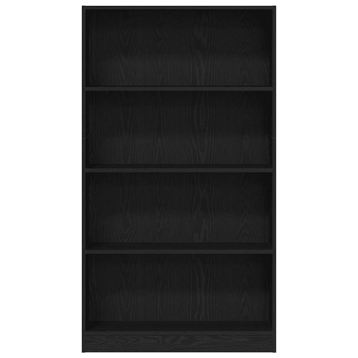 bogreol 4 hylder 80x24x143 cm konstrueret træ sort egetræsfarve