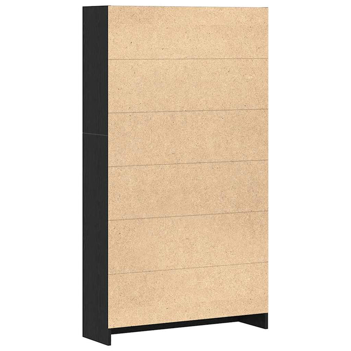 bogreol 4 hylder 80x24x143 cm konstrueret træ sort egetræsfarve