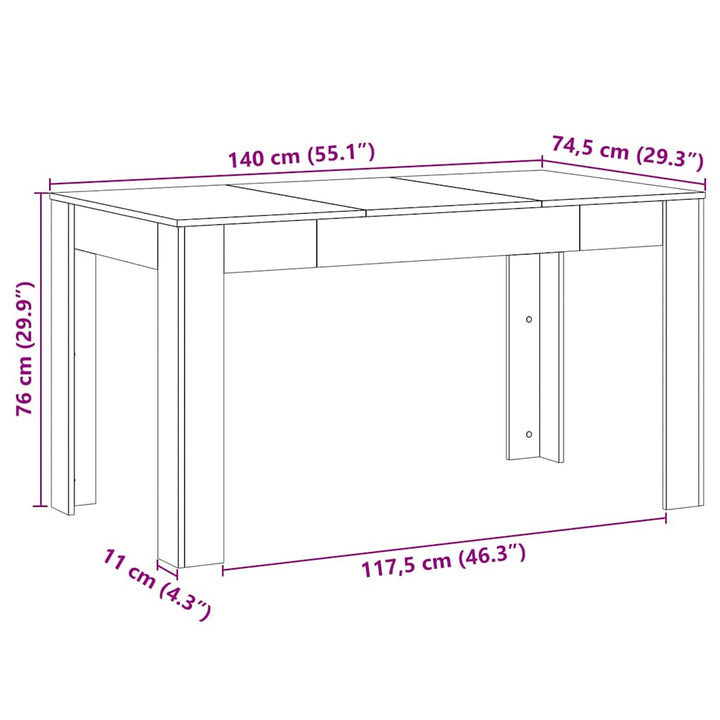 Spisebord Sort eg 140 x 74.5 x 76 cm Konstrueret træ
