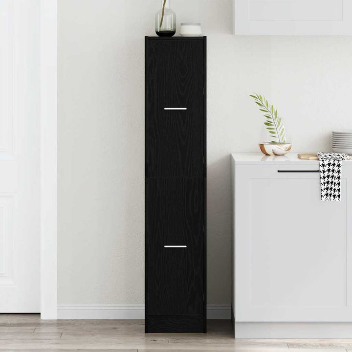 apotekerskab 30x41x144,5 cm konstrueret træ sort egetræsfarve