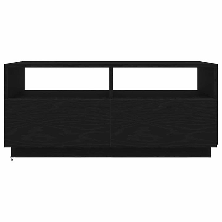 sofabord med LED-lys 90x49x40 cm sort egetræsfarve