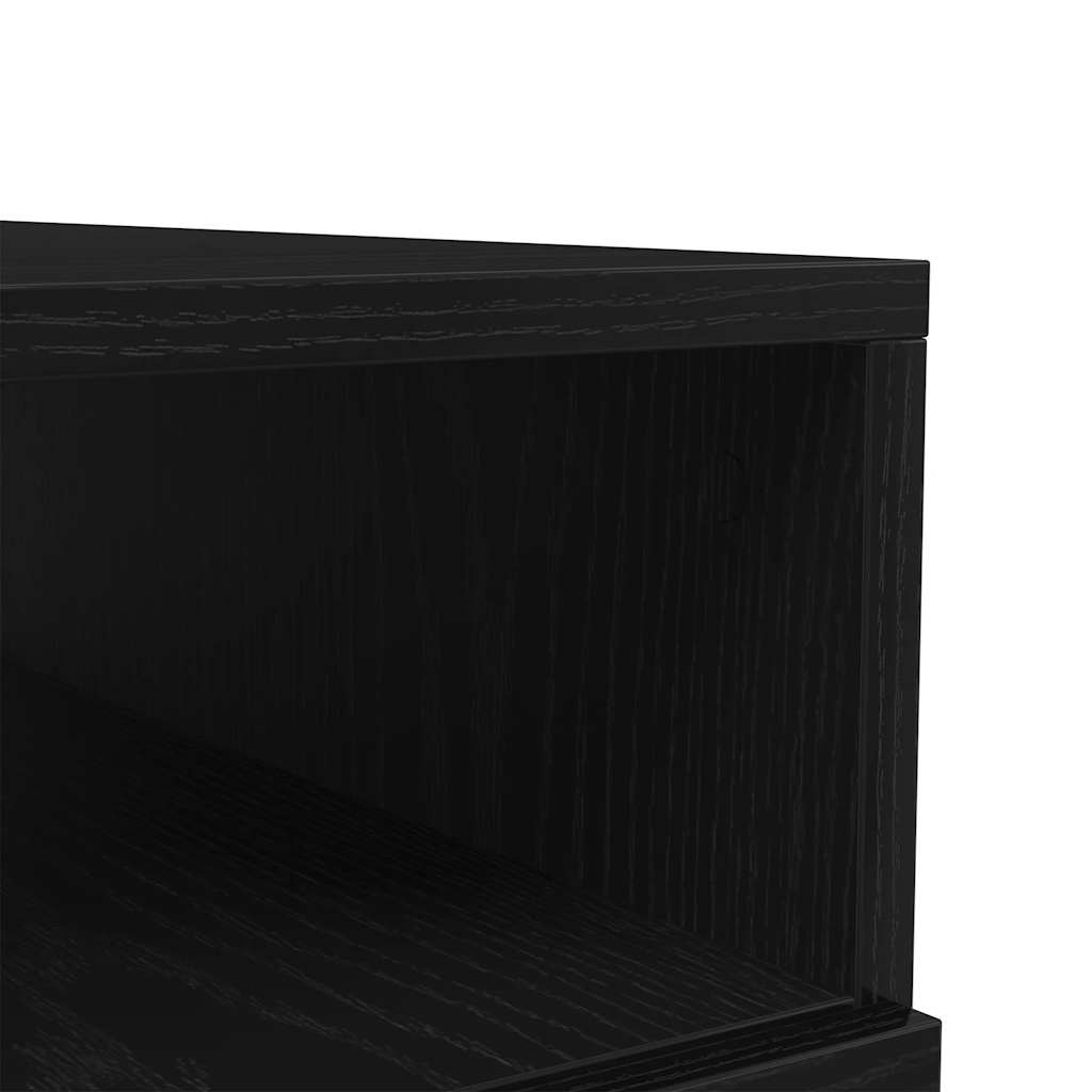 sofabord med LED-lys 90x49x40 cm sort egetræsfarve