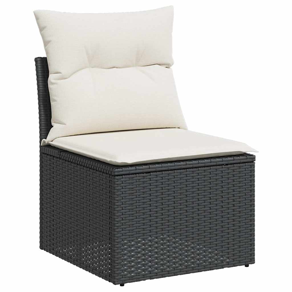 sofasæt til haven 7 dele med hynder polyrattan sort