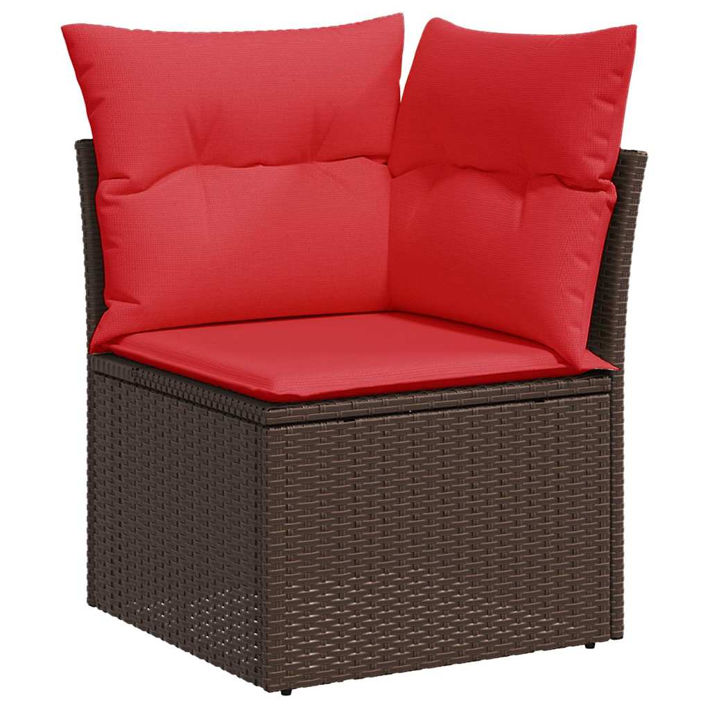 sofasæt til haven 7 dele med hynder polyrattan brun