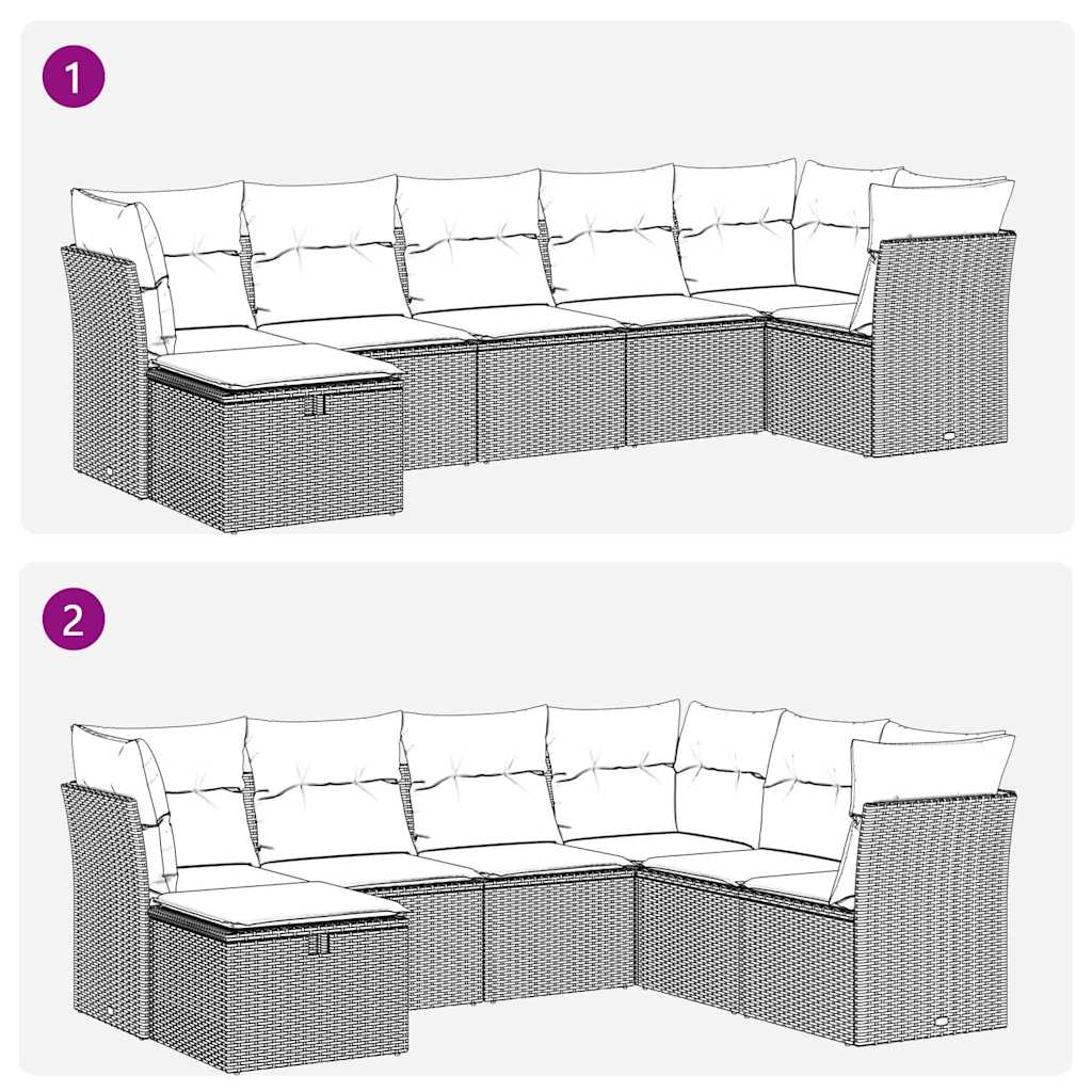 sofasæt til haven 7 dele med hynder polyrattan beige
