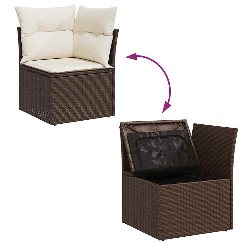 sofasæt til haven 7 dele med hynder polyrattan brun