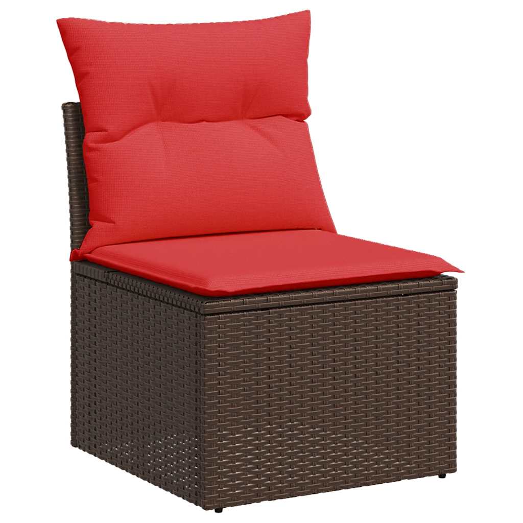 sofasæt til haven 7 dele med hynder polyrattan brun