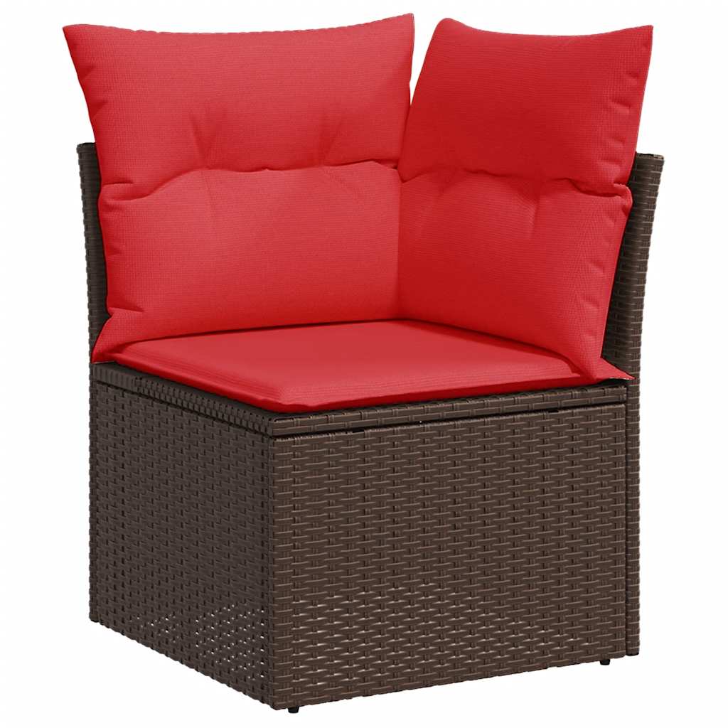sofasæt til haven 7 dele med hynder polyrattan brun