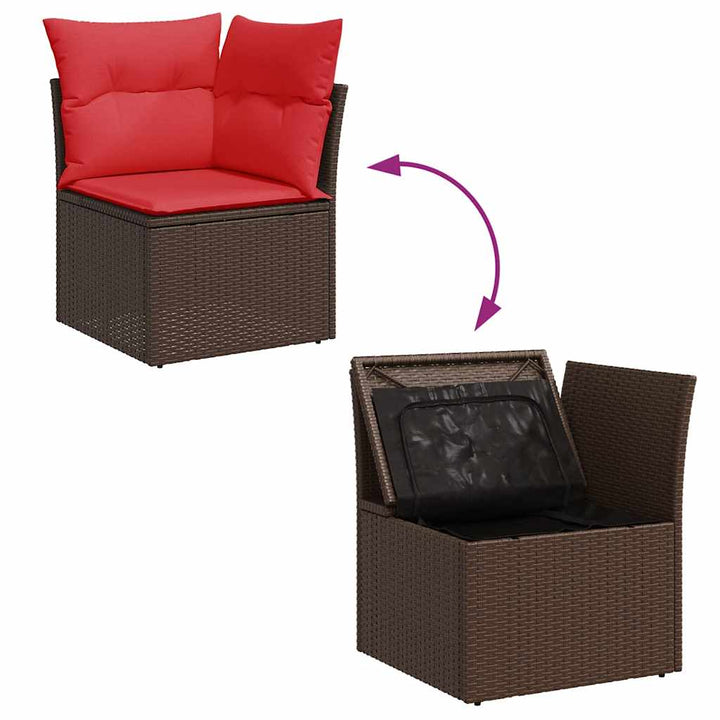 sofasæt til haven 7 dele med hynder polyrattan brun