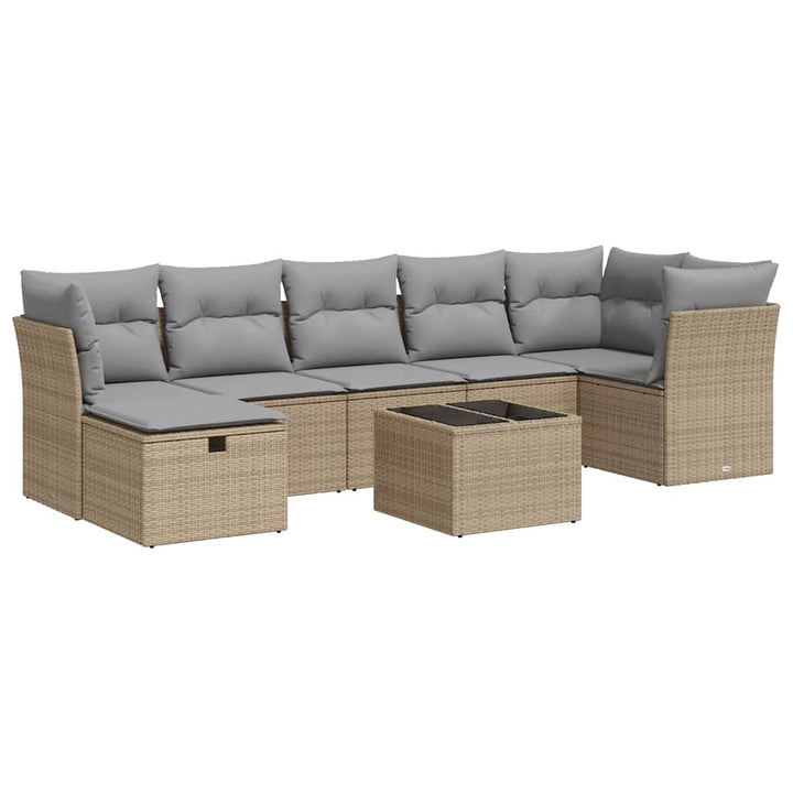 sofasæt til haven 8 dele med hynder polyrattan beige