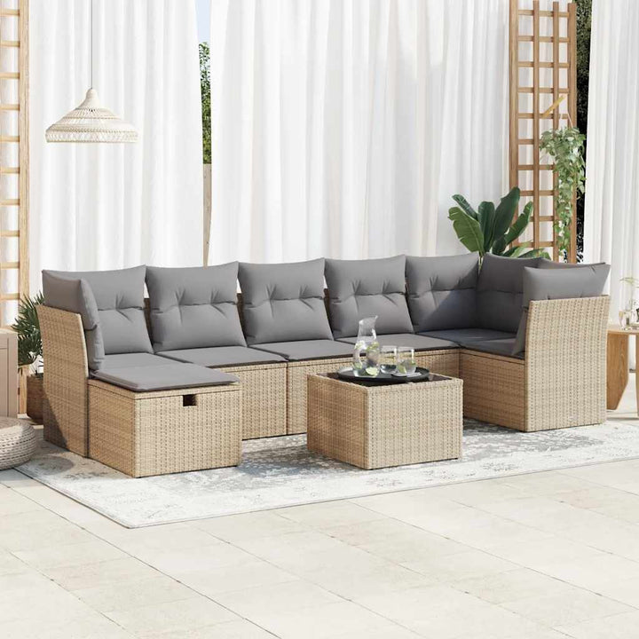 sofasæt til haven 8 dele med hynder polyrattan beige