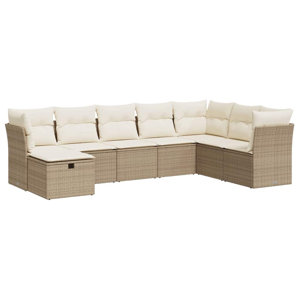 sofasæt til haven 8 dele med hynder polyrattan beige