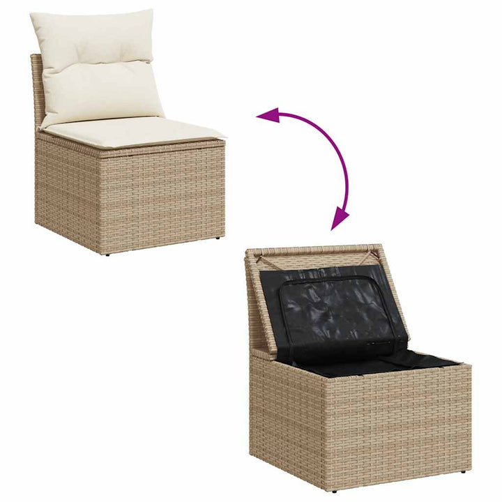 sofasæt til haven 8 dele med hynder polyrattan beige