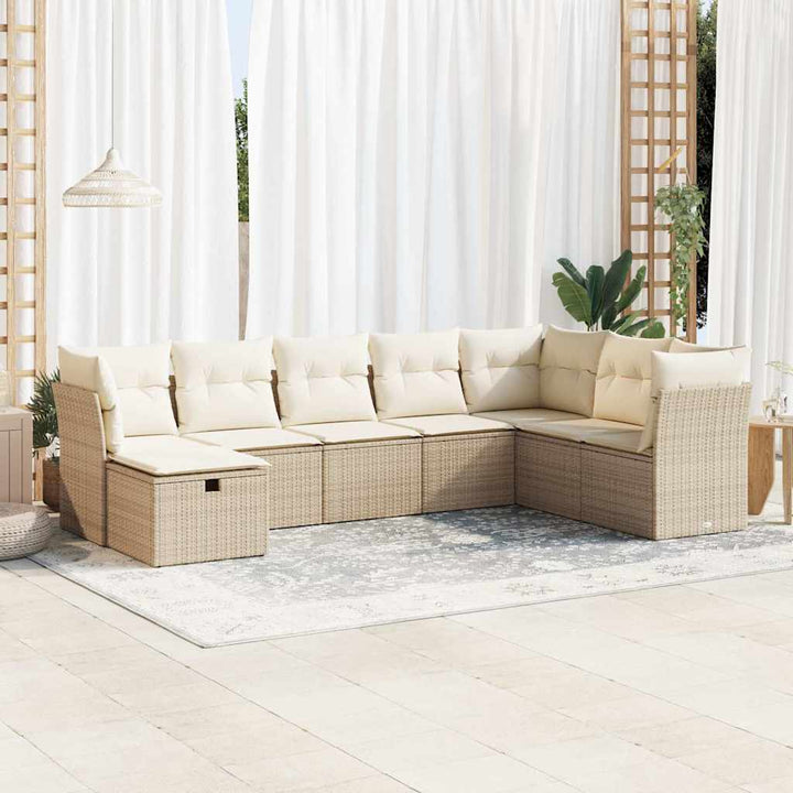 sofasæt til haven 8 dele med hynder polyrattan beige