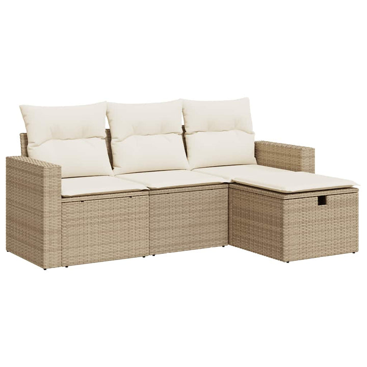 sofasæt til haven 4 dele med hynder polyrattan beige