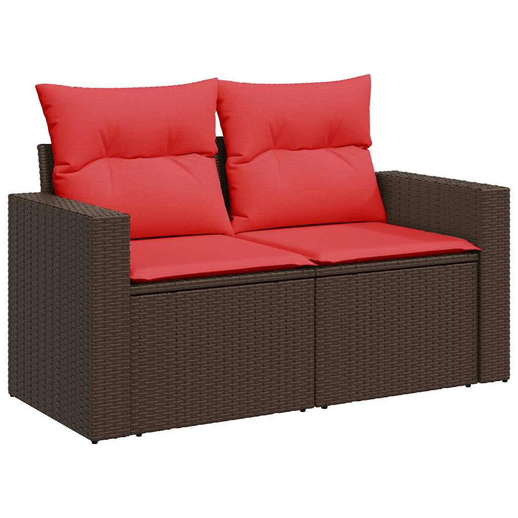 sofasæt til haven 7 dele med hynder polyrattan brun