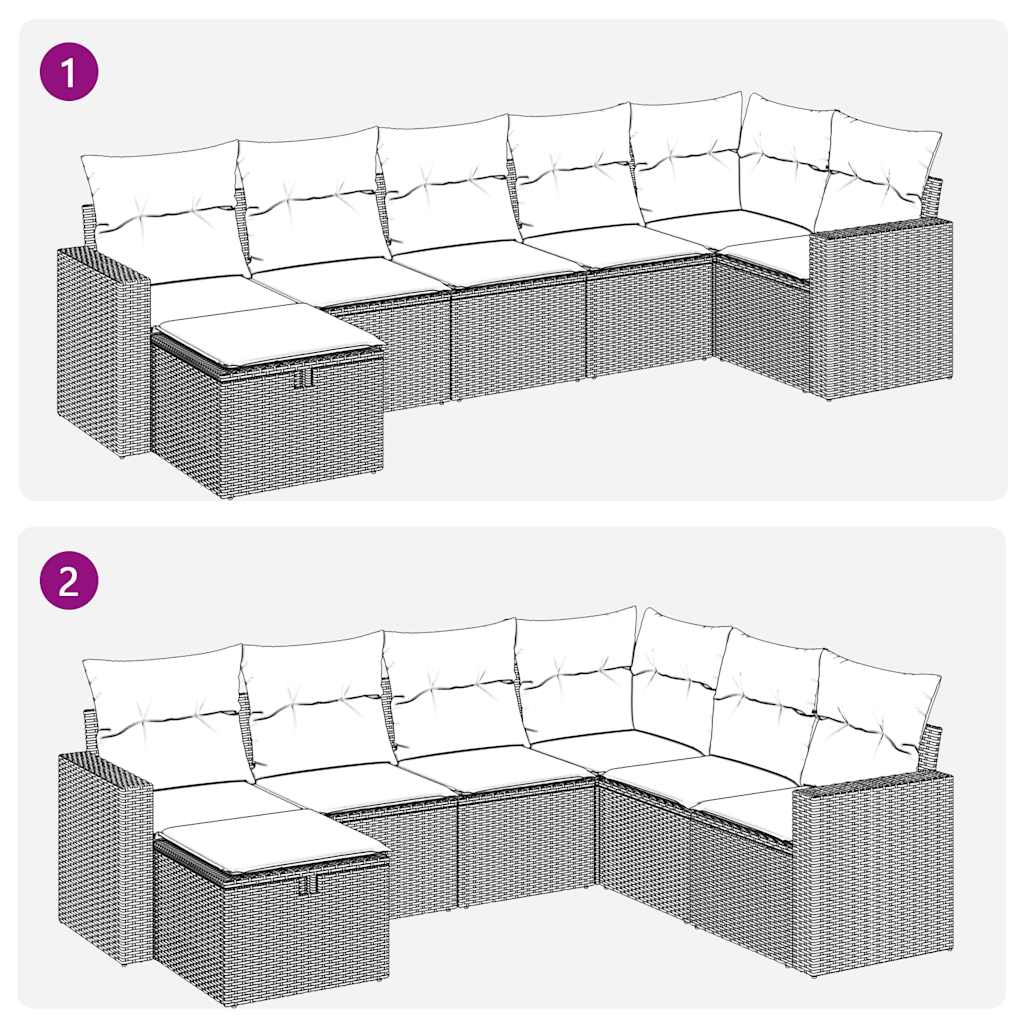 sofasæt til haven 7 dele med hynder polyrattan beige