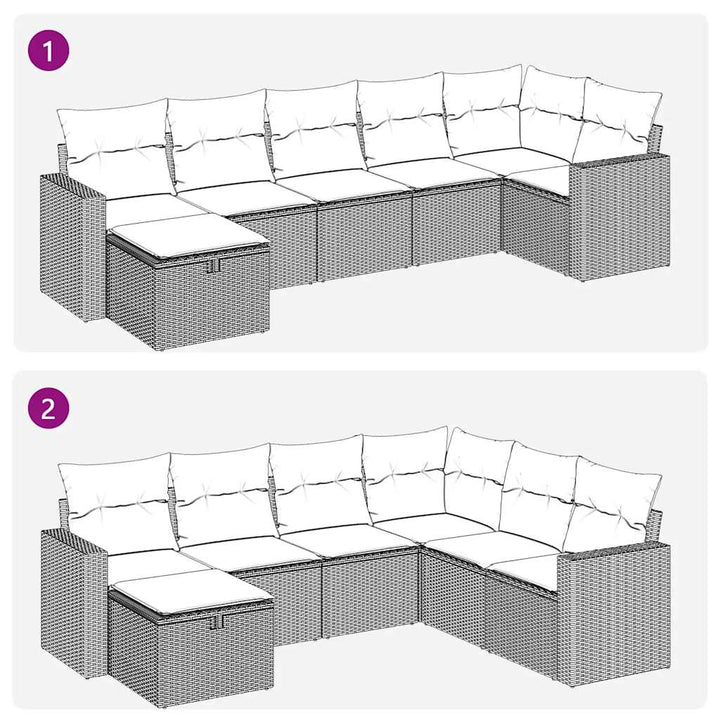 sofasæt til haven 7 dele med hynder polyrattan lysegrå