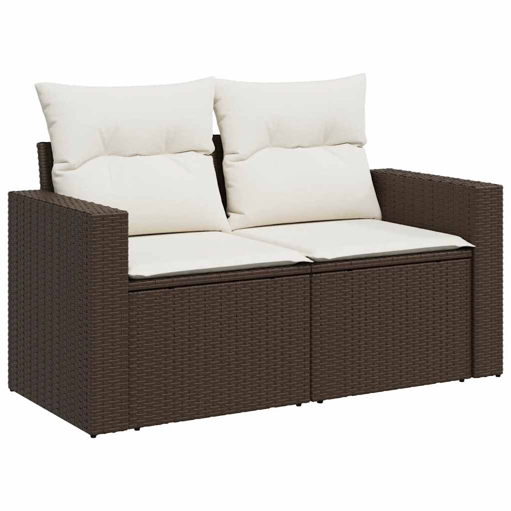 sofasæt til haven 7 dele med hynder polyrattan brun
