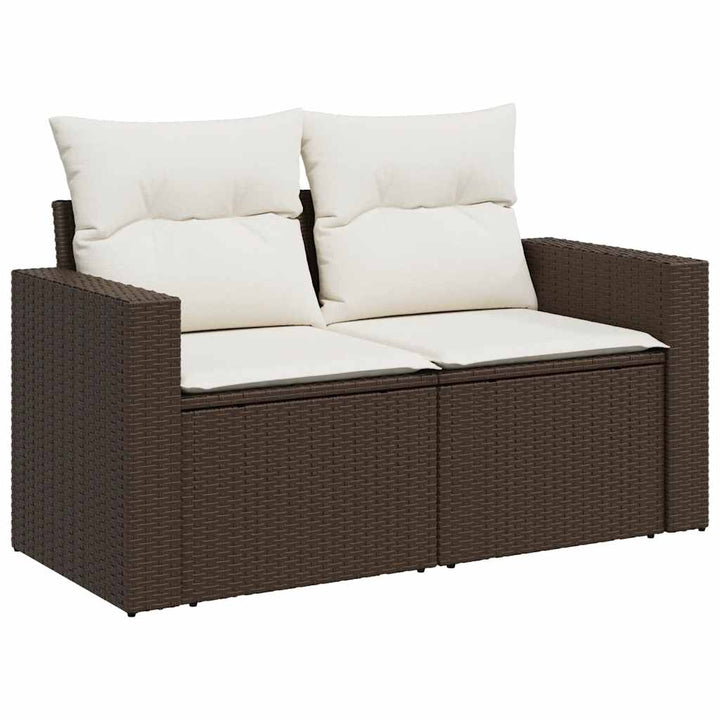 sofasæt til haven 7 dele med hynder polyrattan brun