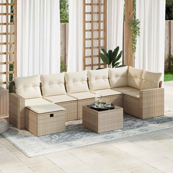 sofasæt til haven 8 dele med hynder polyrattan beige