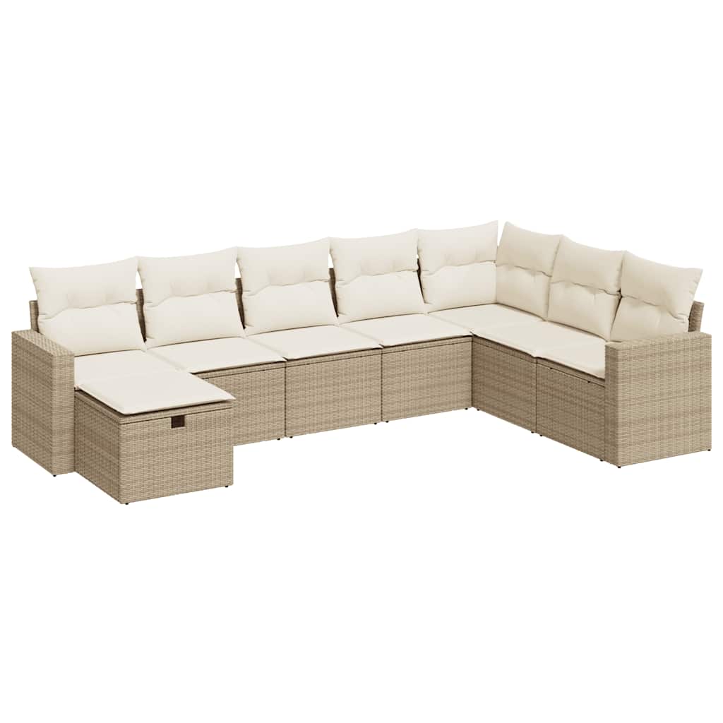 sofasæt til haven 8 dele med hynder polyrattan beige