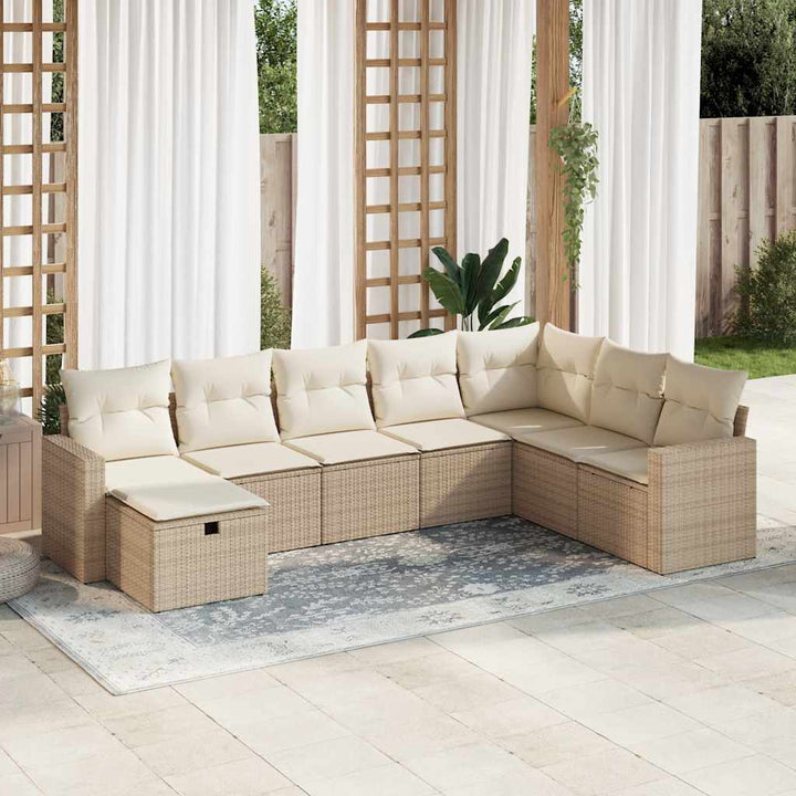 sofasæt til haven 8 dele med hynder polyrattan beige