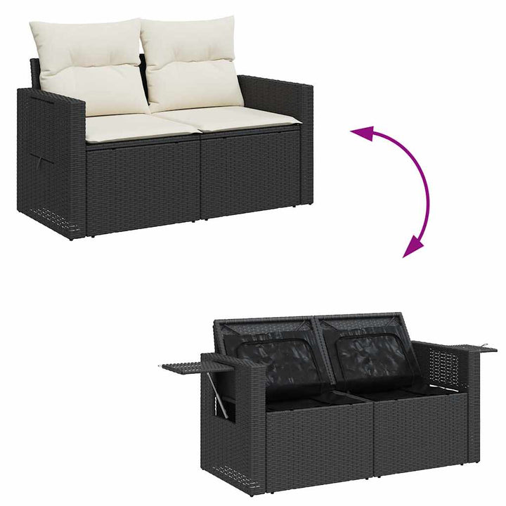 sofasæt til haven 7 dele med hynder polyrattan sort