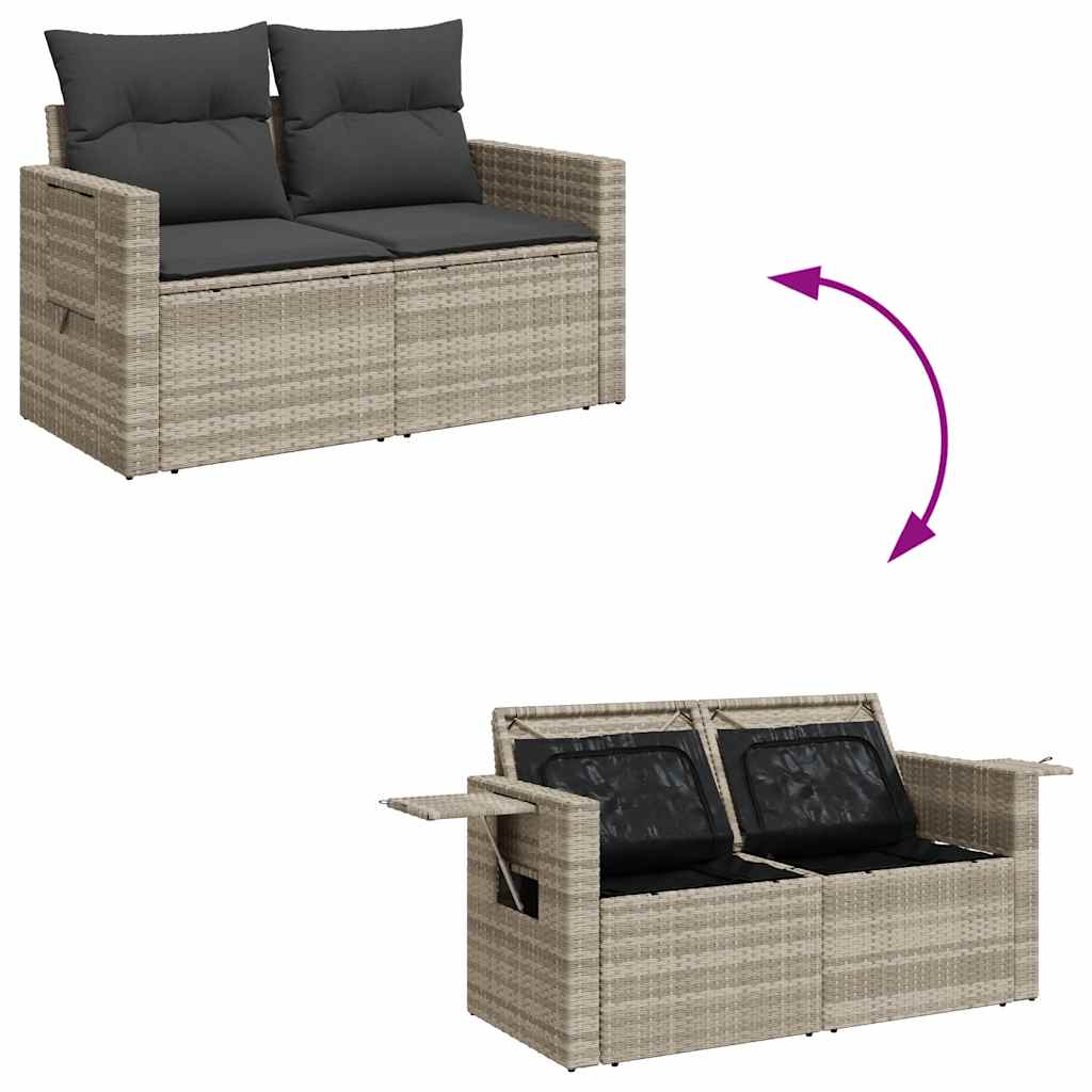 sofasæt til haven 7 dele med hynder polyrattan lysegrå