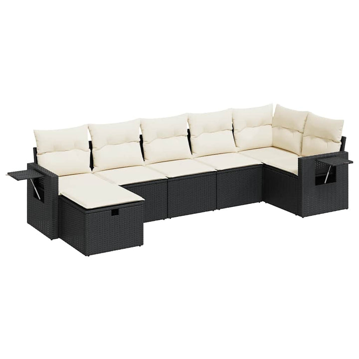 sofasæt til haven 7 dele med hynder polyrattan sort