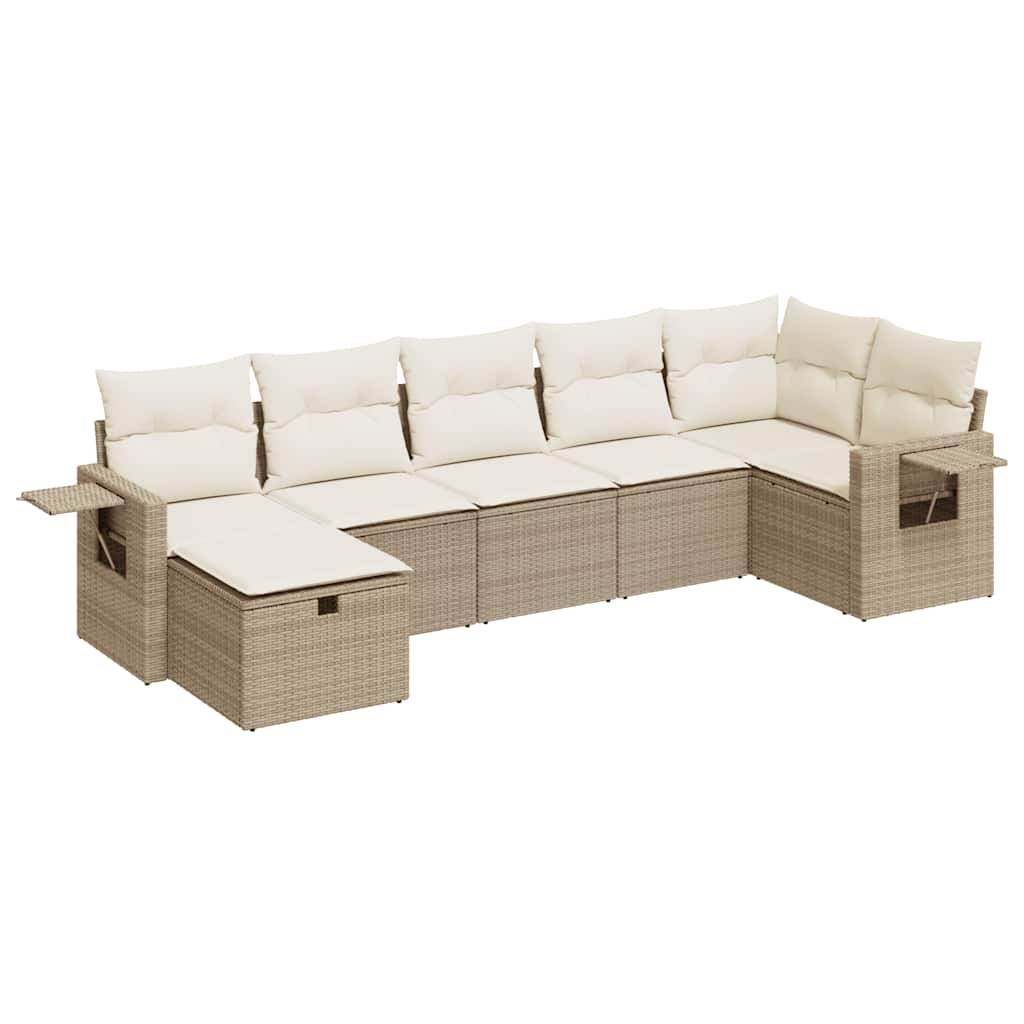 sofasæt til haven 7 dele med hynder polyrattan beige