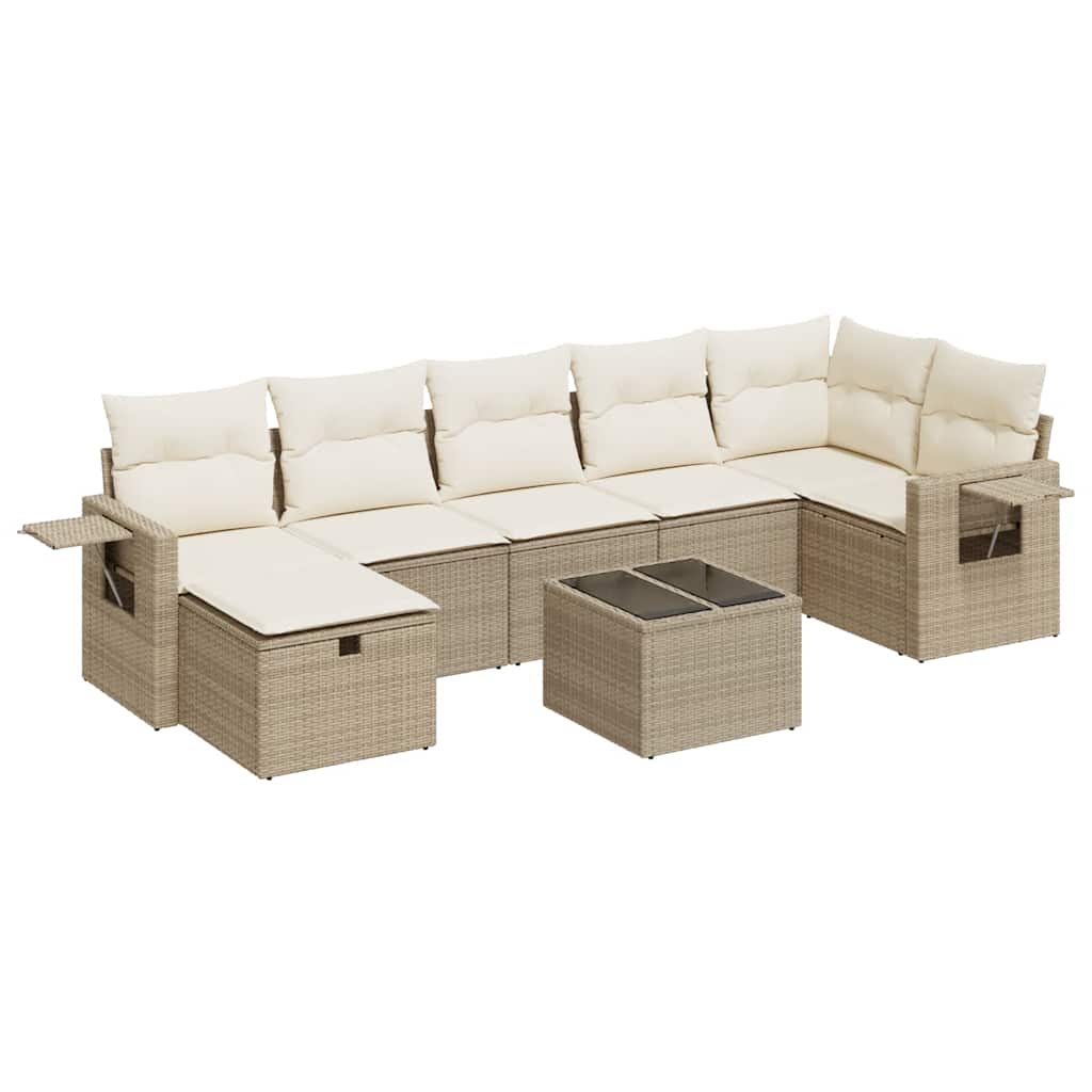 sofasæt til haven 8 dele med hynder polyrattan beige