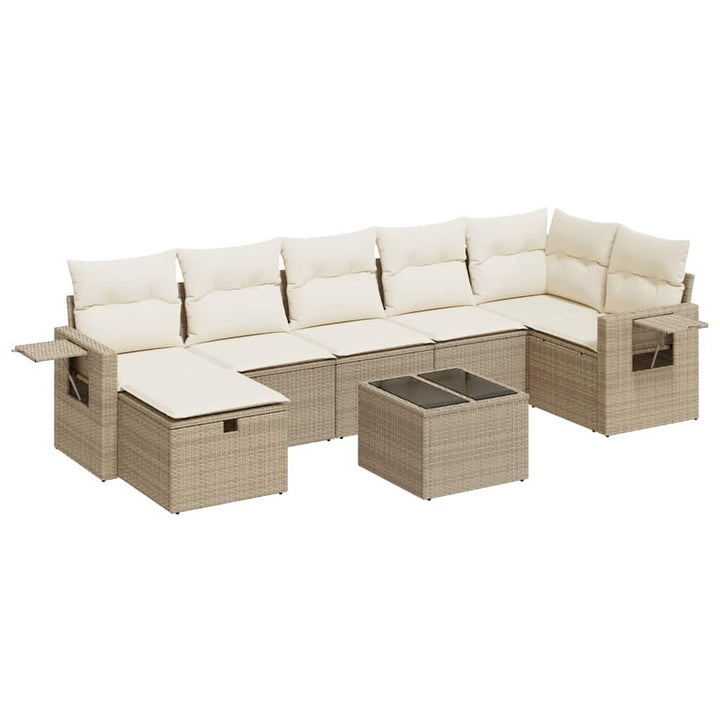 sofasæt til haven 8 dele med hynder polyrattan beige
